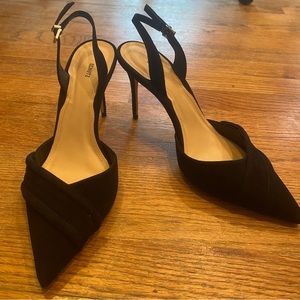 Schutz black suede pointy heel